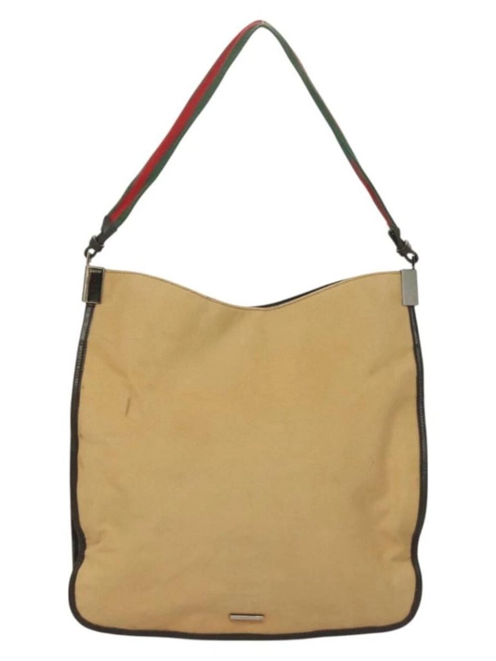 GUCCI Web Sherry Line Shoulder Bag Canvas Beige Silver Red 001 4306 Auth hk2865 - Picture 2 of 16